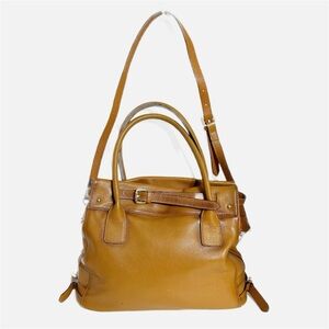 La Poet Hamstead Pebbled Leather Tote Bag Tan Vintage Look Fully Lined in Black